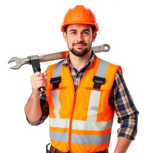 Worker with wrench