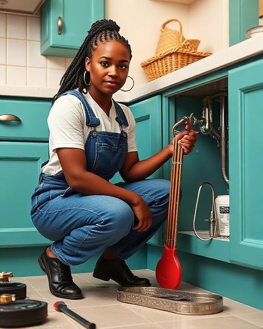 Female plumber working